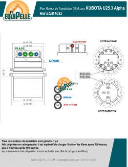 MOTEUR DE TRANSLATION pour KUBOTA U25-3 Alpha