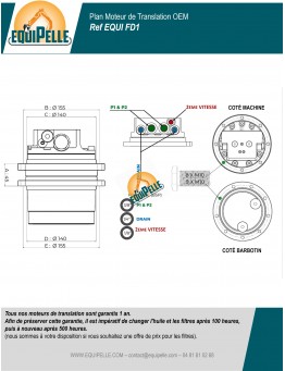 MOTEUR DE TRANSLATION pour KUBOTA KX41-3