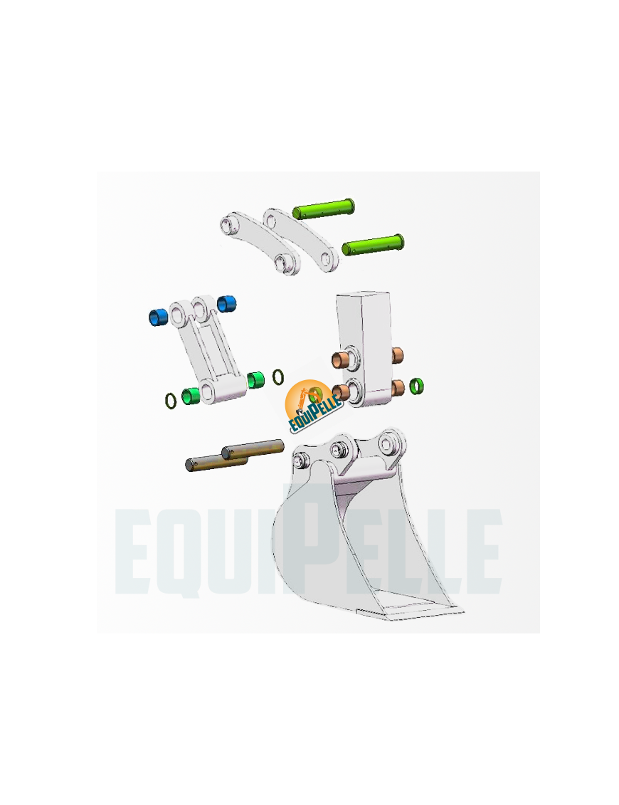 Kit AXES et BAGUES du GODET pour JCB 8014