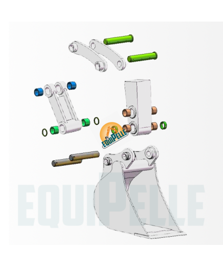 Kit AXES et BAGUES du GODET pour JCB 8014