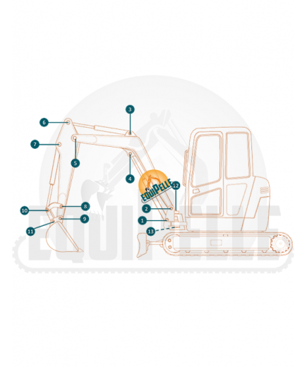 Kit AXES et BAGUES BRAS COMPLET pour KOMATSU PC18MR2
